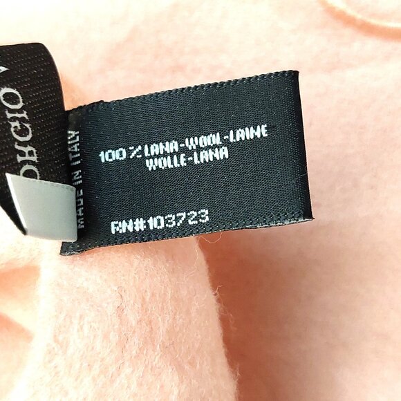 GIORGIO ARMANI Luxury Designer Vintage Logo Embroidered Pink Wool Scarf - Picture 14 of 16